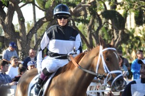 Jockey (female) in Paddock at Santa Anita Race Track, Arcadia, CA - 2013-12-29