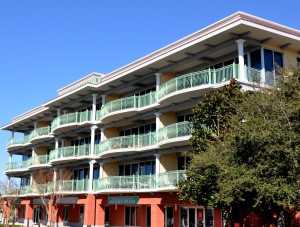 Typical condo building with retail on the first floor and residential units above