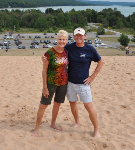 2014-08-21 - Debbie and Dickat the first level area while Climbing the Dunes at Sleeping Bear National Lakeshore, Glen Arbor, MI