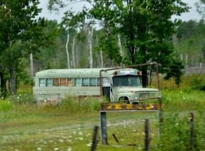 Abandoned School Bus, US Route 2, between Rapid River and St. Ignace, MI - 2014-08-16