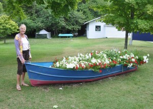 a lighthouse keeper’s boat which has been converted into a planter