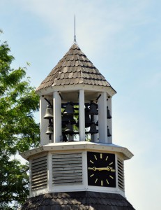 25-bell carillon imported from the Netherlands in 1991. It plays one of several songs on the hour and half-hour