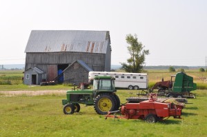Old Barn and Farm Equipment, I-75, UP, MI - 2014-08-07