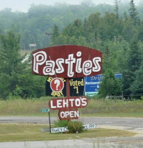 Pasties Sign along US Route 2, between Rapid River and St. Ignace, MI - 2014-08-16