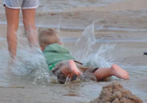 Young Boy and Puddles (b), Sable Point Beach, Silver Lake, MI - 2014-08-22