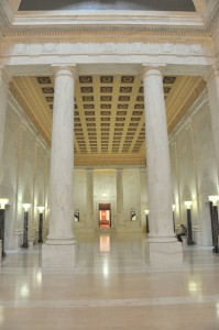 The massive columns in the foyers of the House and Senate Foyers are solid marble, each weighing 34 tons.