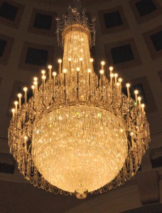 Chandelier (Identical chandeliers in both House and Senate chambers – These 1,500 pound fixtures contain 10,000 pieces of crystal and 3,000 pieces of glass beading)