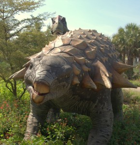 T-Rex and Edmontonia, Naples Botanical Gardens, Naples, FL - 2015-03-19