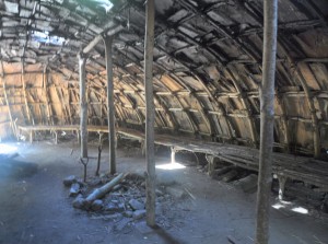 Bark-covered Winter House (interior), Wampanoag Village, Plimoth Plantation, Plymouth, MA - 2015-09-21
