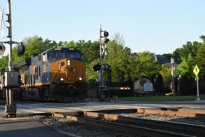 CSX Train (b) Roaring thru Downtown Ashland, VA - 2016-05-13