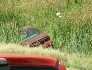 Car in a Ditch, I-80, Northeastern IL - 2016-06-25