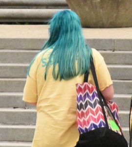 Green Haired Woman - Indiana War Memorial, Indianapolis, IN - 2016-06-24