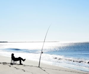 Man Fishing Early AM, Beach, Cape May, NJ - 2106-06-10