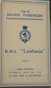 Passenger List for the RMS Lusitania Sailing July 14, 1912 - 2016-06-28