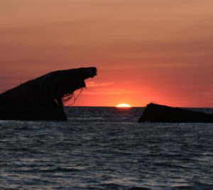Sun Setting Behind Hull of the 'Atlantus' (l), Sunset Beach, Cape May, NJ - 2016-06-09