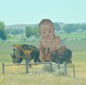 Child and Animal Sign along I-94, Eastern Montana - 2106-07-08