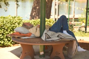 Homeless Man Asleep, Riverfront Park, Salem, OR - 2016-07-30