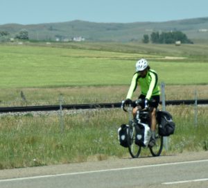 Long-distance Biker along I-94, Eastern Montana - 2016-07-08