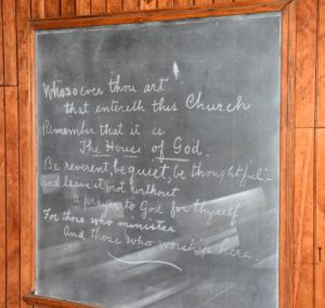 Oahe Mission School and Chapel (Chalk Board in Louise Irvine's Handwriting), Pierre, SD - 2106-07-05