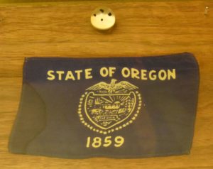 Oregon State Capitol (OR Flag & Bits of Moon Rock from Apollo-11 in Governor's Outer Ceremonial Office), Salem, OR - 2016-07-29
