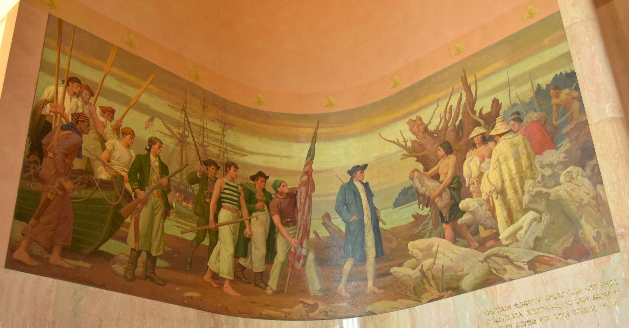 Oregon State Capitol (Rotunda Mural - Captain Robert Gray Arriving at the Columbia River in 1792), Salem, OR - 2016-07-29