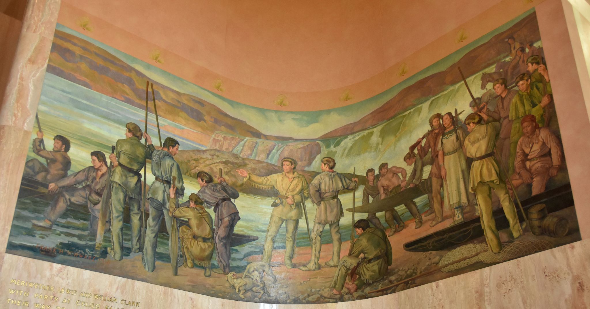 Oregon State Capitol (Rotunda Mural - Lewis & Clark Arriving aat Celilo Falls 1805), Salem, OR - 2016-07-29