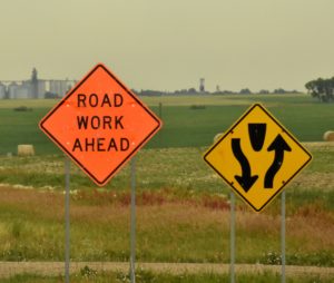 Road Work Ahead Sign, US-83, North of Pierre, Sd - 2106-07-06