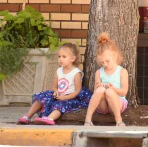 Sisters Waiting for their Dad to Load his Pick-up Truck, High Street, Salem, OR - 2106-07-30