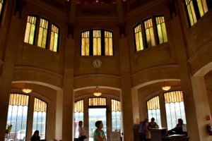 Vista House Windows from Chanticleer Point, Historic US Route 30 - 2016-07-23