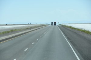 17.  Road through te Bonneville salt Flats