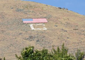 American Flag on Hillside outside Carson City, NV - 2106-08-08